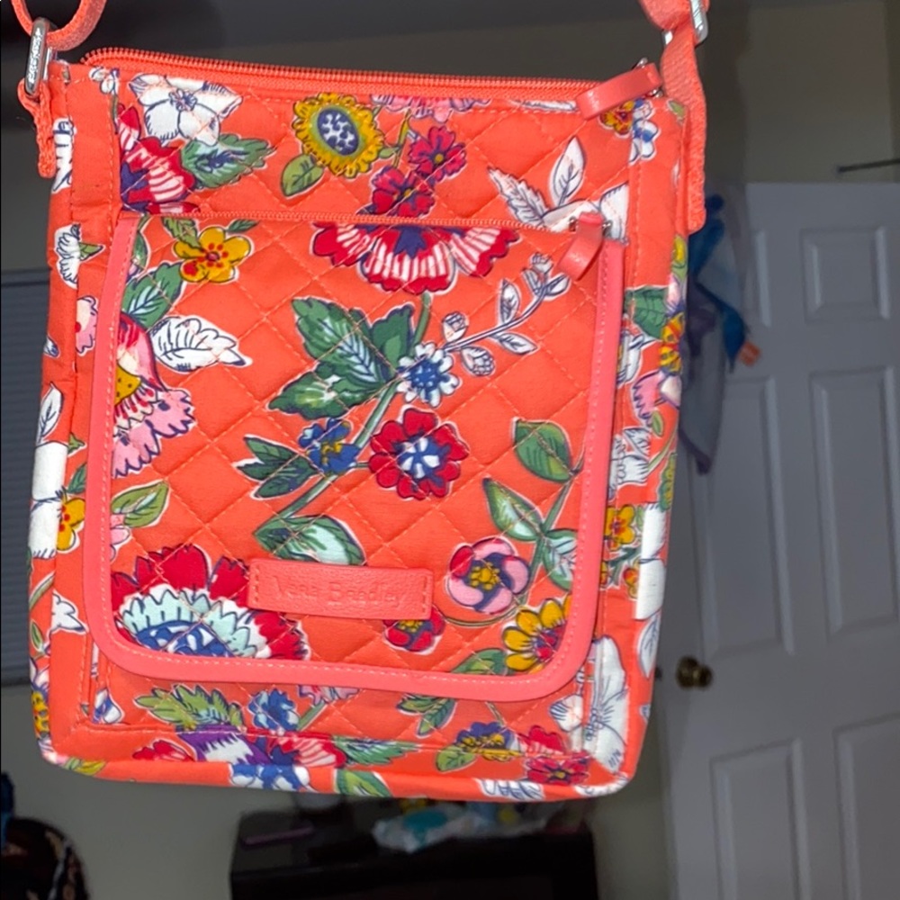 Coral pink Crossbody floral bag